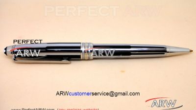 Perfect Replica Montblanc Meisterstuck Stainless Steel Clip Black With White Ballpoint Pen